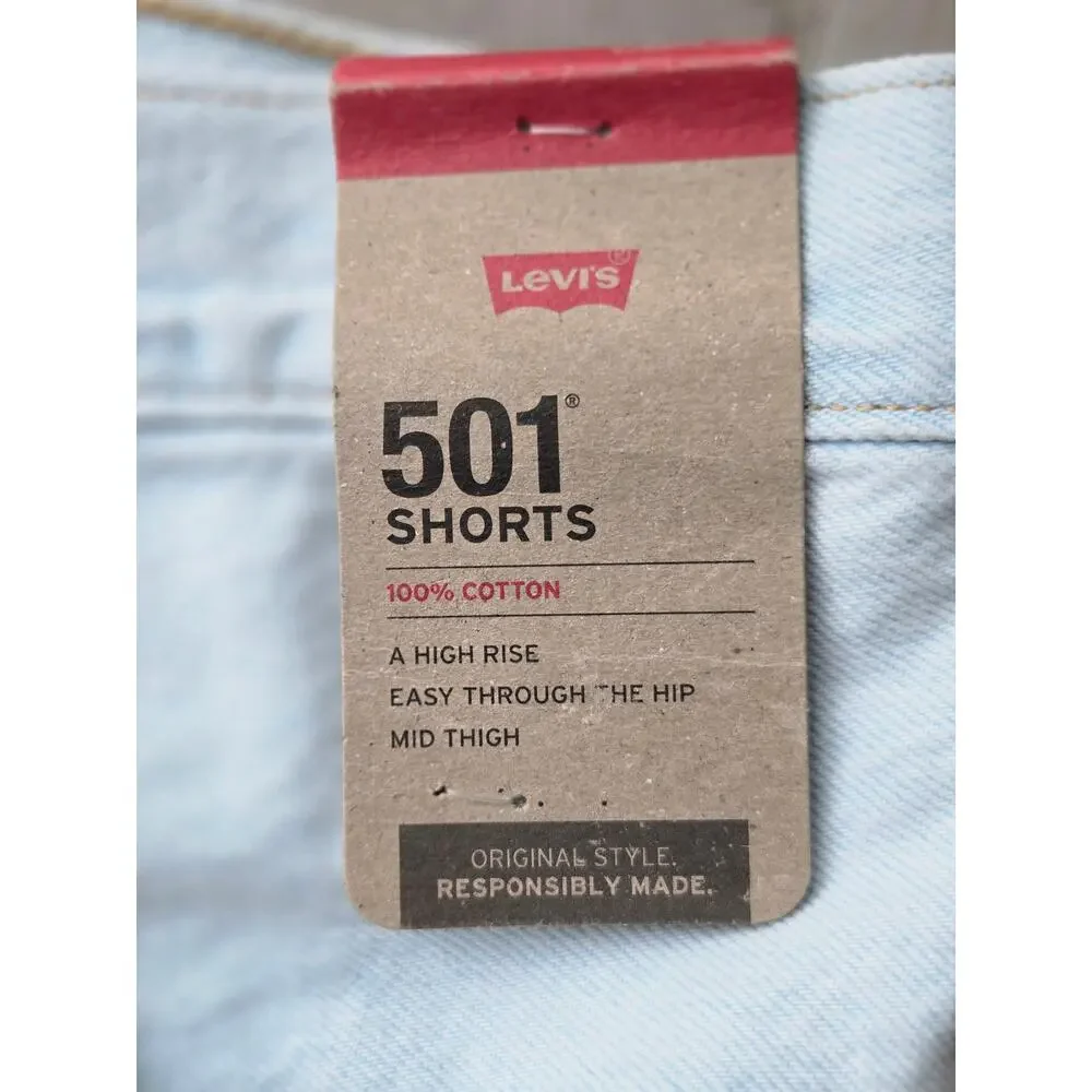 NWT Levi's 501 Distressed Button-Fly, High- Rise Shorts Size:31 Color: Fade Off - Picture 5 of 6